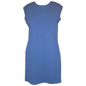 Aday Sleeveless Bonded Stitching LBD Dress Light Slate Blue Norm Core Size Med